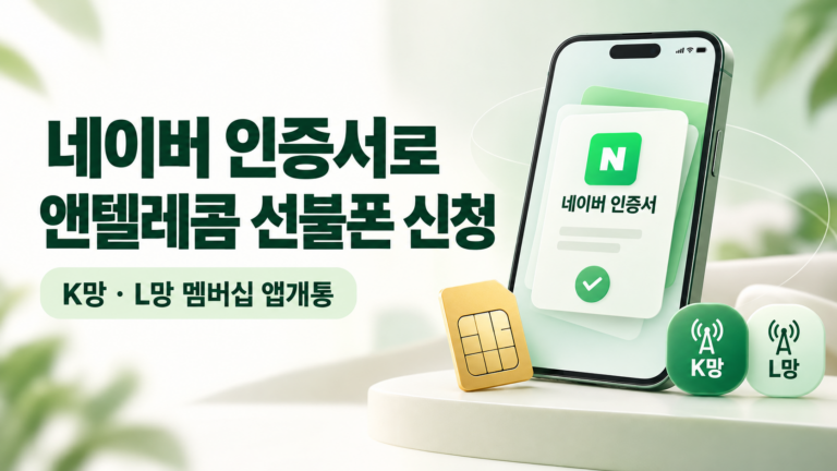 네이버 인증서로 앤텔레콤 K망·L망 선불폰을 멤버십 앱에서 신청하는 방법 안내